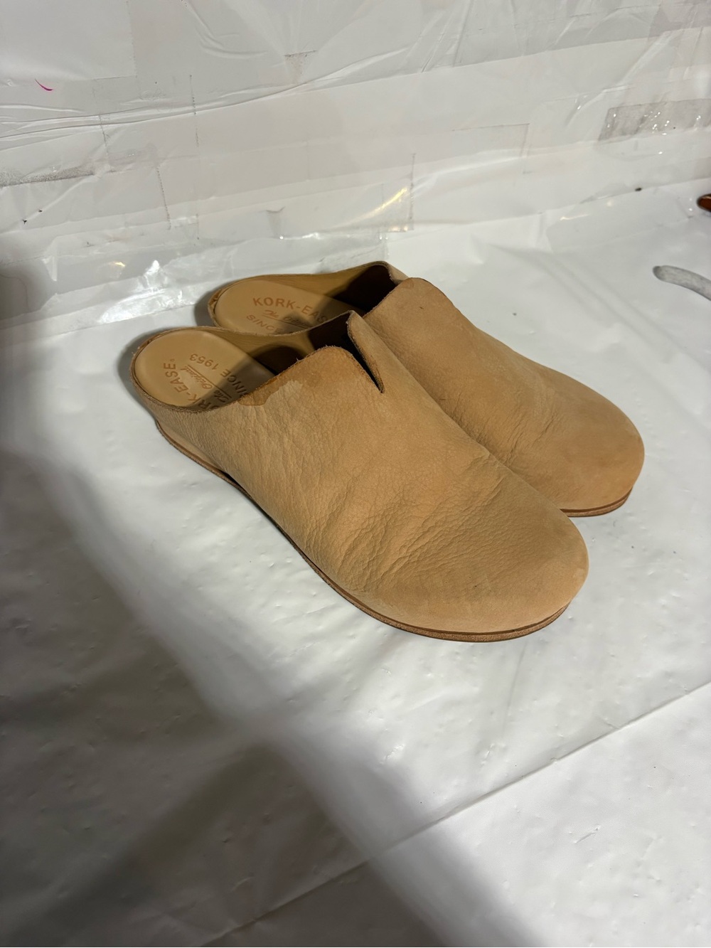 Kork-Ease Women's Camel Tan Leather Slip-On Mules